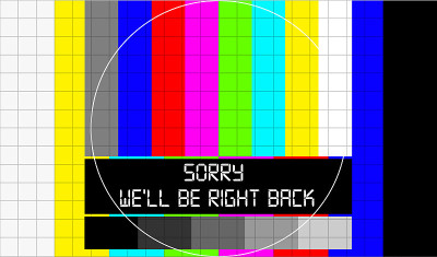 test pattern displaying message “we'll be right ba