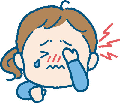 一个眼睛酸痛的女孩的插图