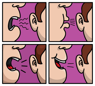 的一组漫画。用不同的动作贴近嘴巴。