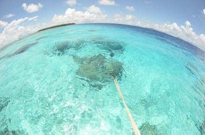 环礁的边缘和沙天堂在Truk泻湖，Chuuk