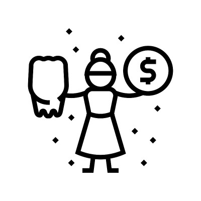 牙仙子线图标矢量插图
