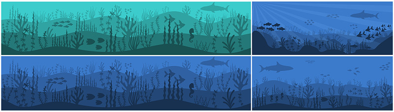 海底或海底的水下背景生物。