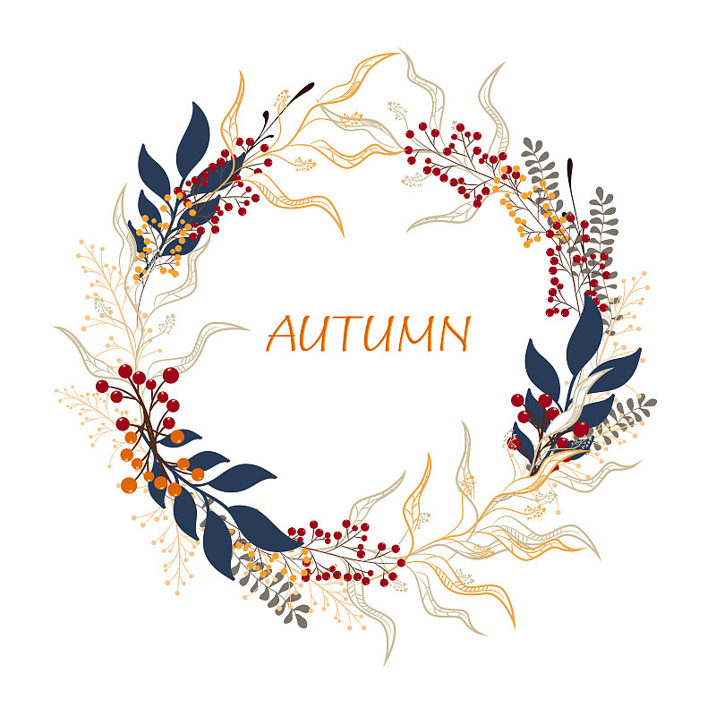 Floral circle background. Round autumn illustratio