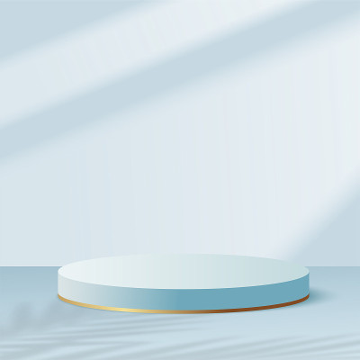 产品展示3d背景讲台场景与蓝色几何形状平台。矢量图
