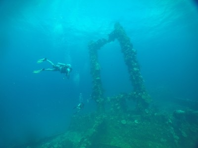 Famous wreck ship Fujikawa maru in Truk lagoon
