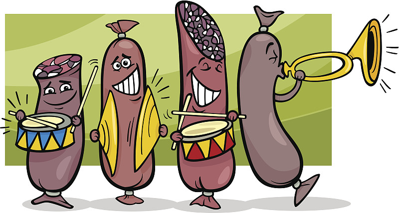 香肠带卡通插图