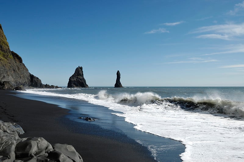 冰岛的火山海滩。