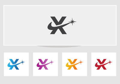 Spark X标志设计。X字母标志设计采用火花概念。