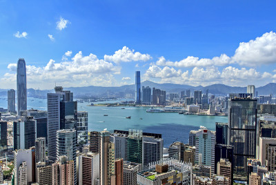 香港白天的许多摩天大楼