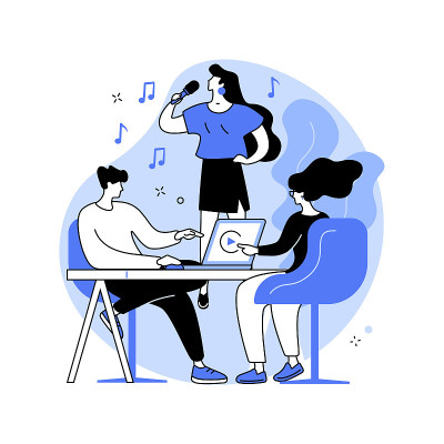 角色试听抽象概念矢量插图。