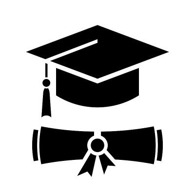 毕业矢量图标，学位帽和文凭
