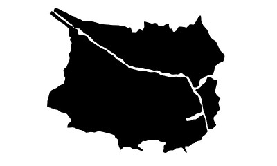 silhouette map of the city of Tilburg in the Nethe