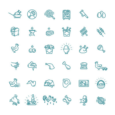 Simple Set of Chicken Meat Related Vector Line Ico