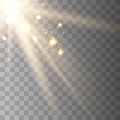 神奇的阳光。发光的光线和光束的矢量插图