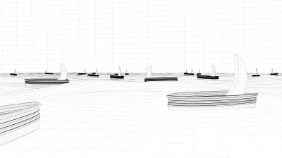 3d线框沙漠场景