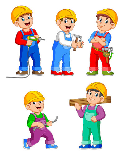 建筑工人的卡通人物