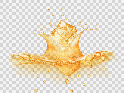 Water splash from falling ice cubes