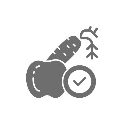饮食，蔬菜，水果，适当营养灰色图标。