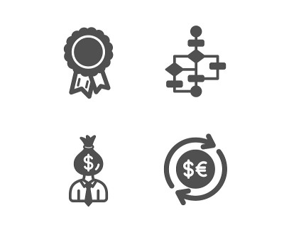 Manager, Success and Block diagram icons. Money cu