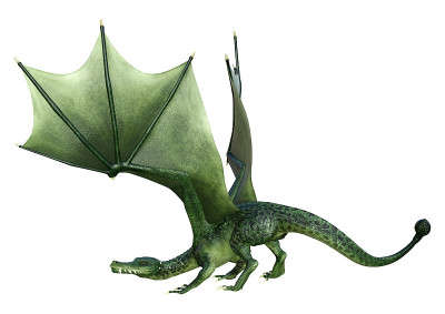 3D插图幻想龙在白色