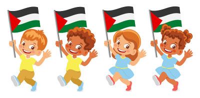 Child holding palestine flag