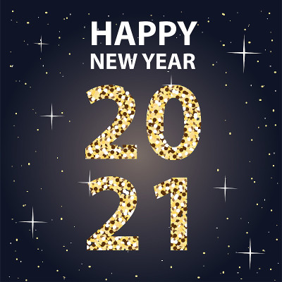 2021年新年快乐，星星黄金风格矢量设计