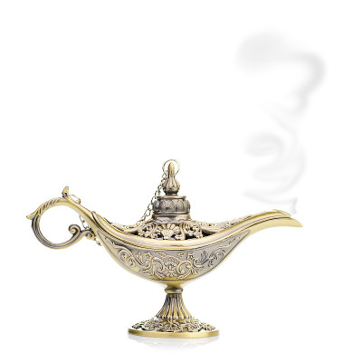 阿拉丁神灯孤立在白茫茫之中