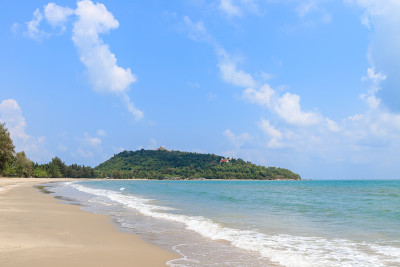 美丽的海在Baan Grood海滩，Bang Saphan, Prachuap Khiri Khan