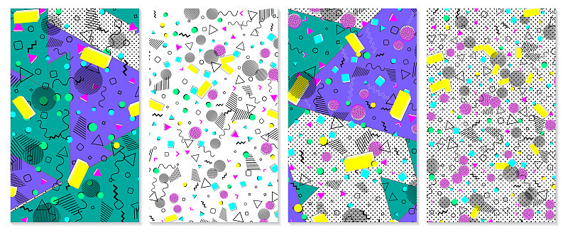 Set of abstract pattern. Pop art color background.