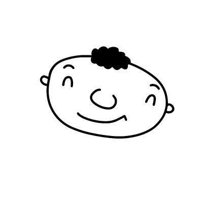 涂鸦有趣的年轻高兴的孩子的脸插图
