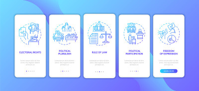 Political rights onboarding mobile app page screen