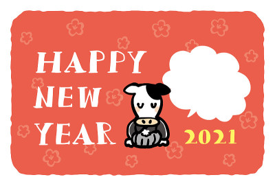 2021年贺年卡设计。我设计了牛的插画，这是十二生肖。
