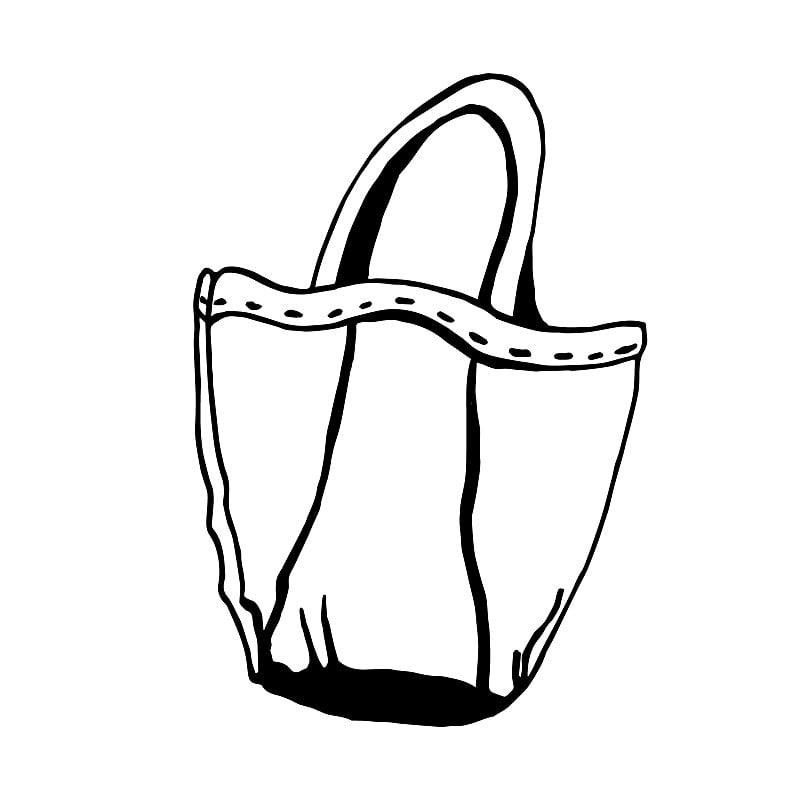 Doodle vector tote bag with long handles on a whit