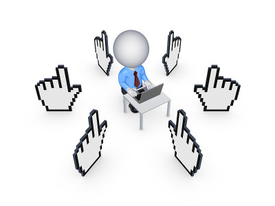 光标周围的3d人与笔记本。