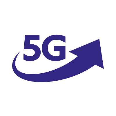5G互联网网络矢量标志。隔离图标为5g移动网络或无线高速连接和数据传输技术和智能手机的UI应用程序设