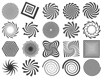 Swirl silhouette. Spiral swirling spin, swirls cir
