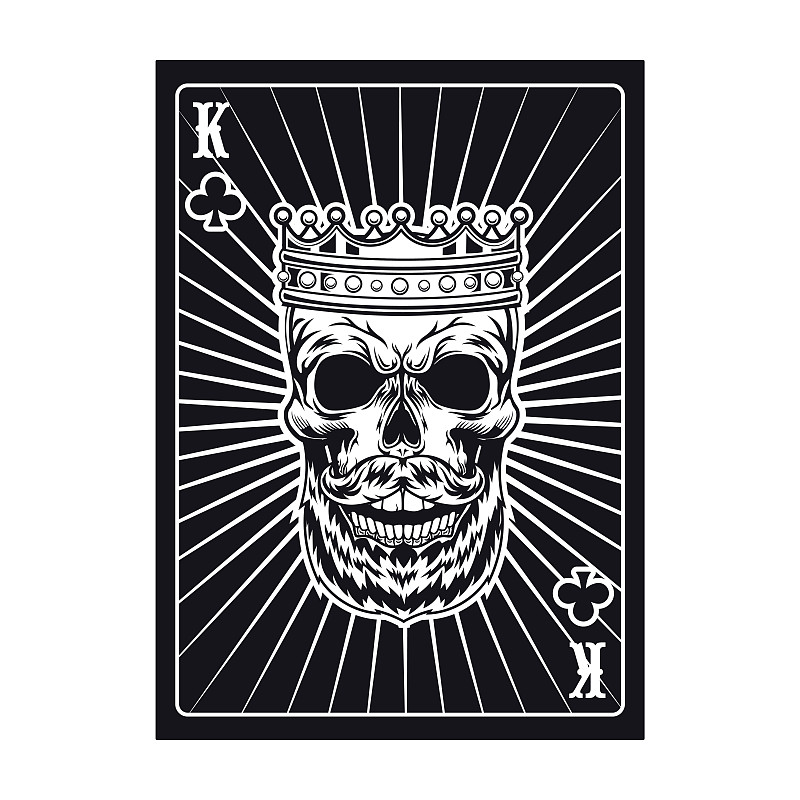 Playing card with aggressive skull