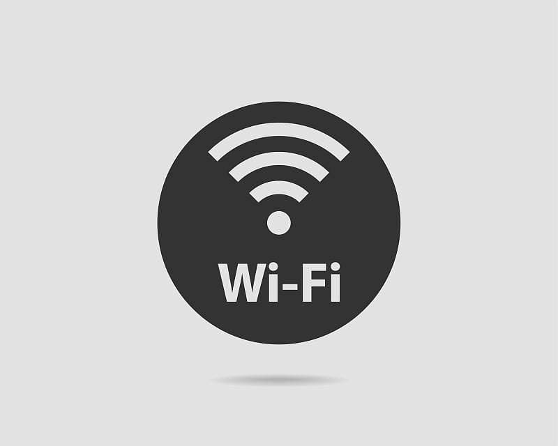 免费wi - fi图标。连接区wifi矢量符号。无线电波信号。