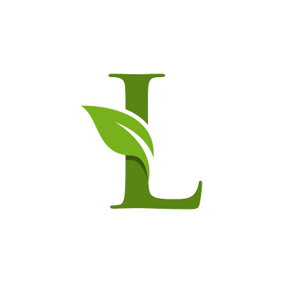 字母L和叶矢量股票插图设计模板。
