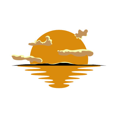 美丽的夕阳与水的倒影