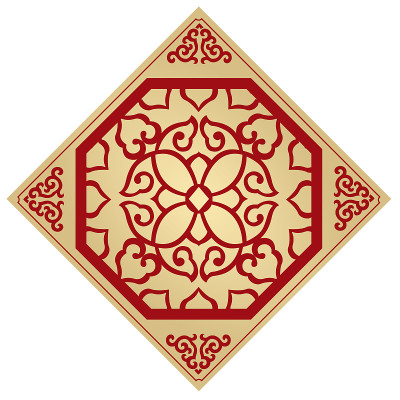 中国古典背景，窗框装饰