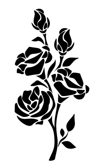 黑色剪影的花枝。矢量插图。