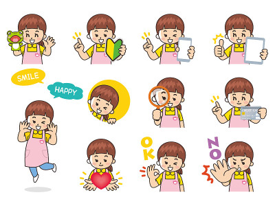 Nursery woman variation. Beginner mark, smartphone