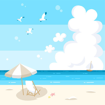 夏日无人海滩