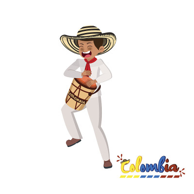 Traditional colombian man playing drum