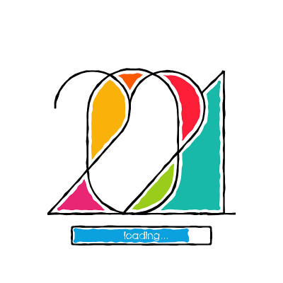 2021年新年快乐文本设计向量。