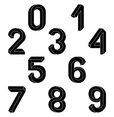不可能的几何数据。不可能的形状的字体。低多边形3d字符。几何数据。等距图形3d 1,23。白色背景上