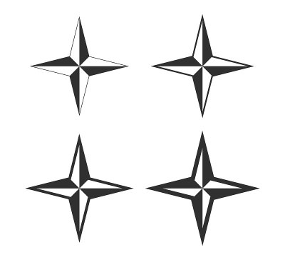 北极星罗盘图标形状符号。航海标志。矢量插图形象。孤立在白色背景上。