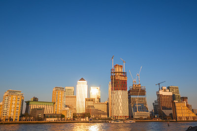 全景，金丝雀码头伦敦城市景观