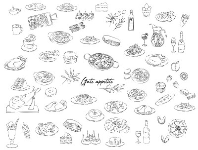 各种食物图标插图集